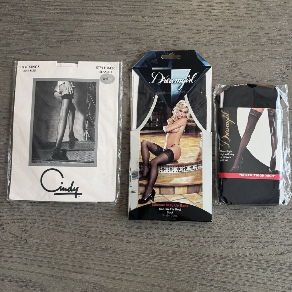 Lot Of 3 Vintage Lingerie- Thigh High Stockings NWT
